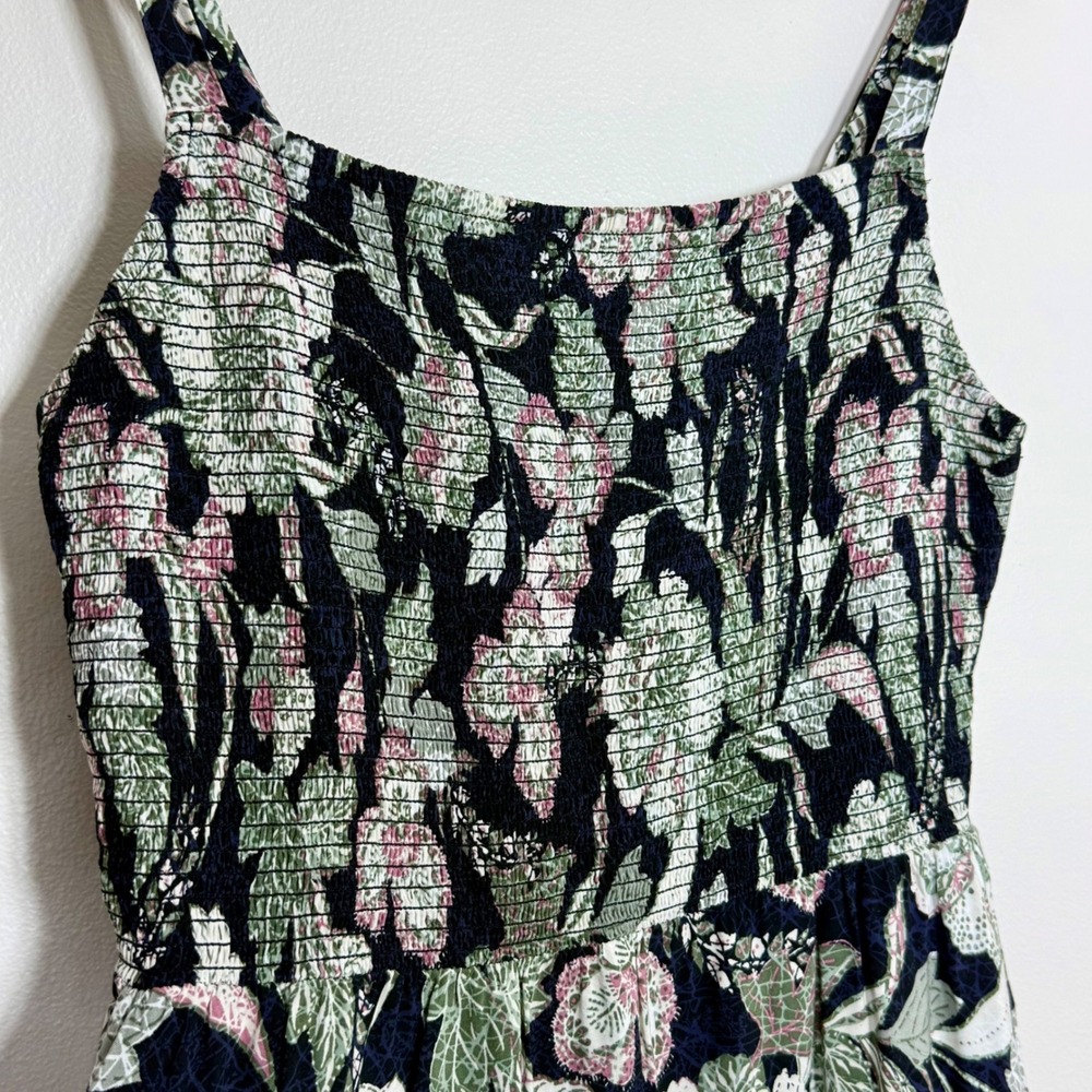 Old Navy Women Midi Dress Size M Black Floral Smocked Fit Flare Cami Pockets - Picture 4 of 8
